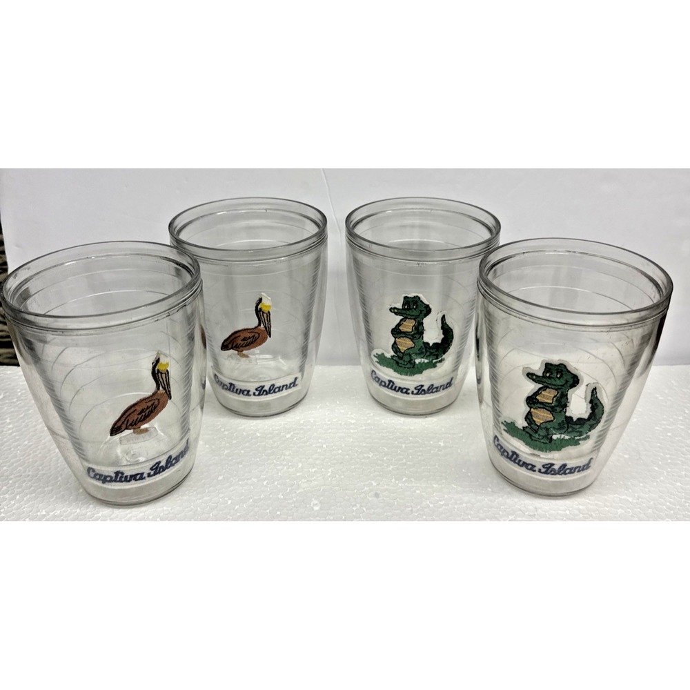 4 Vintage Captiva Island Signature Series Insulated Plastic Tumblers Made USA